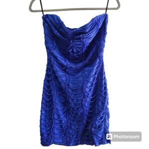 Va Va Voom Ruffle Sparkle Strapless Mini Dress Junior SZ L Scalloped Y2K Vintage